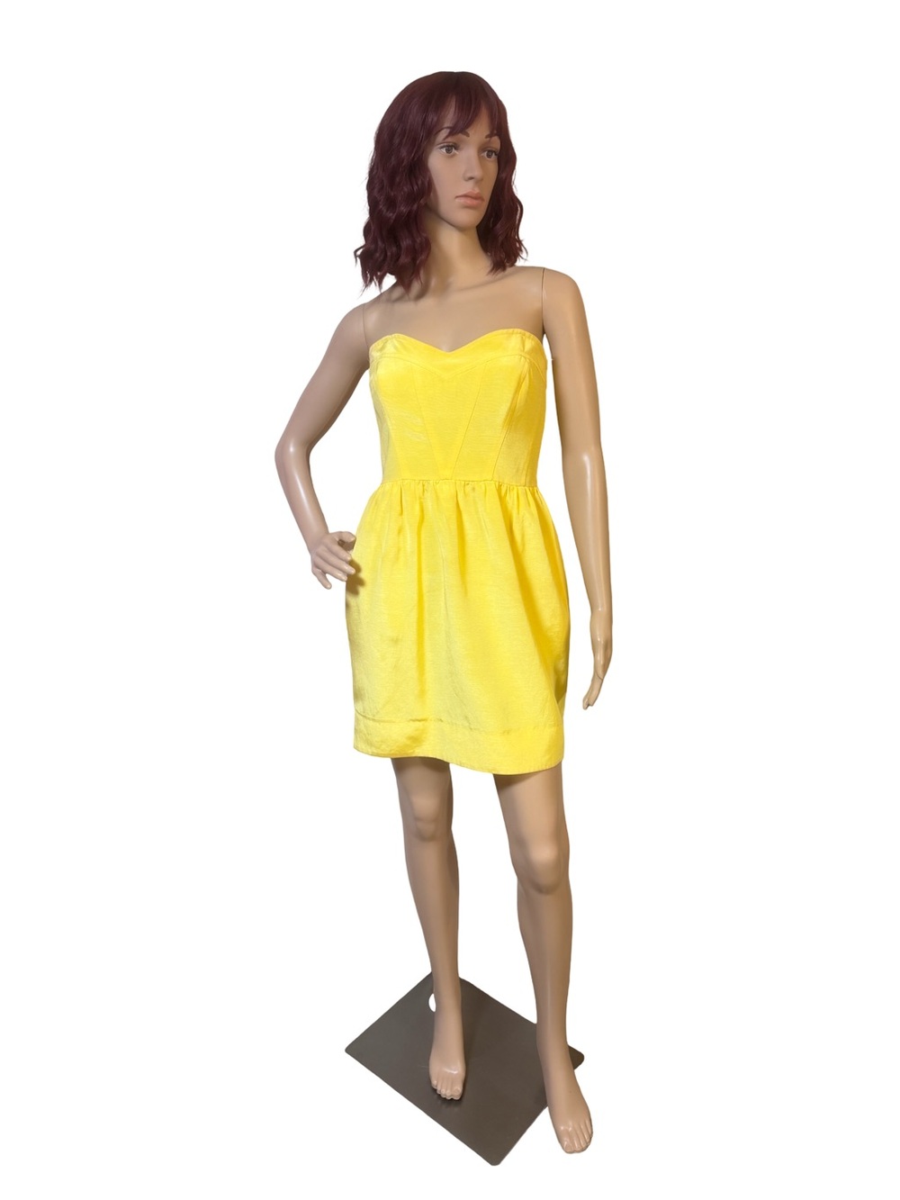 Shoshanna EUC Sz 6 Bright Yellow Strapless Sweetheart Mini Dress (0833)
